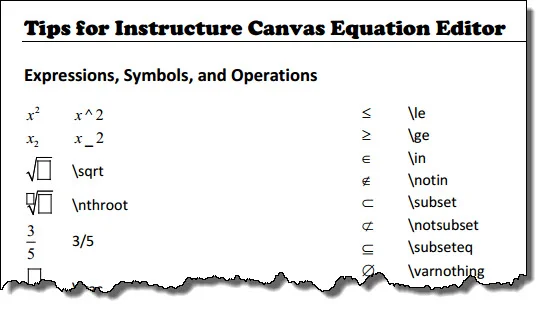 Tips for the Equation Editor in Instructure Canvas